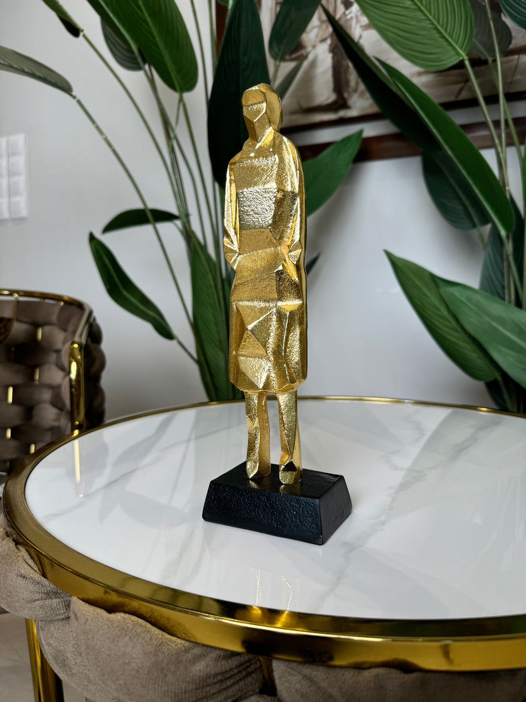Sculpture Design "Oscar" Or et Noir 27cm