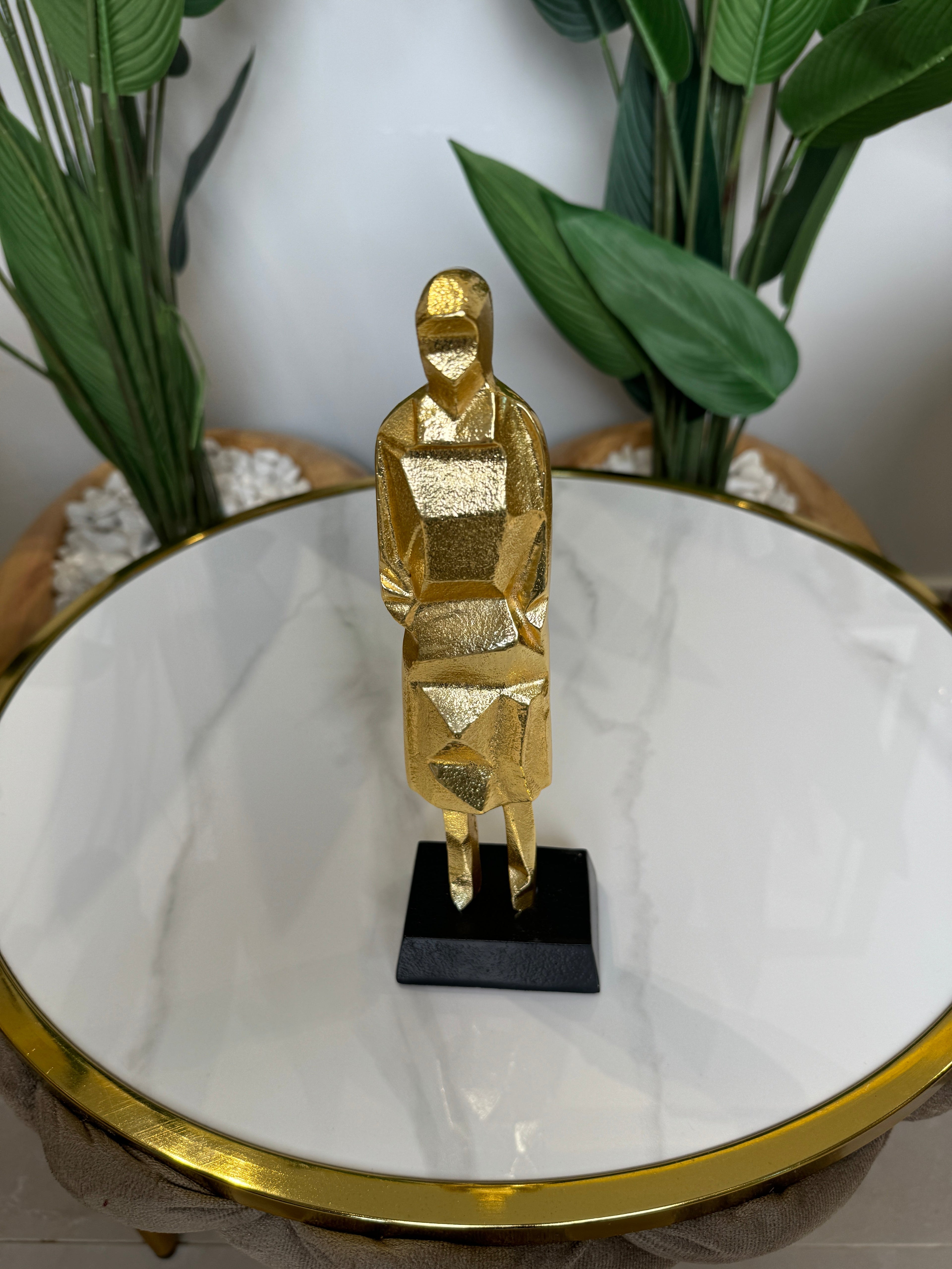 Sculpture Design "Oscar" Or et Noir 27cm