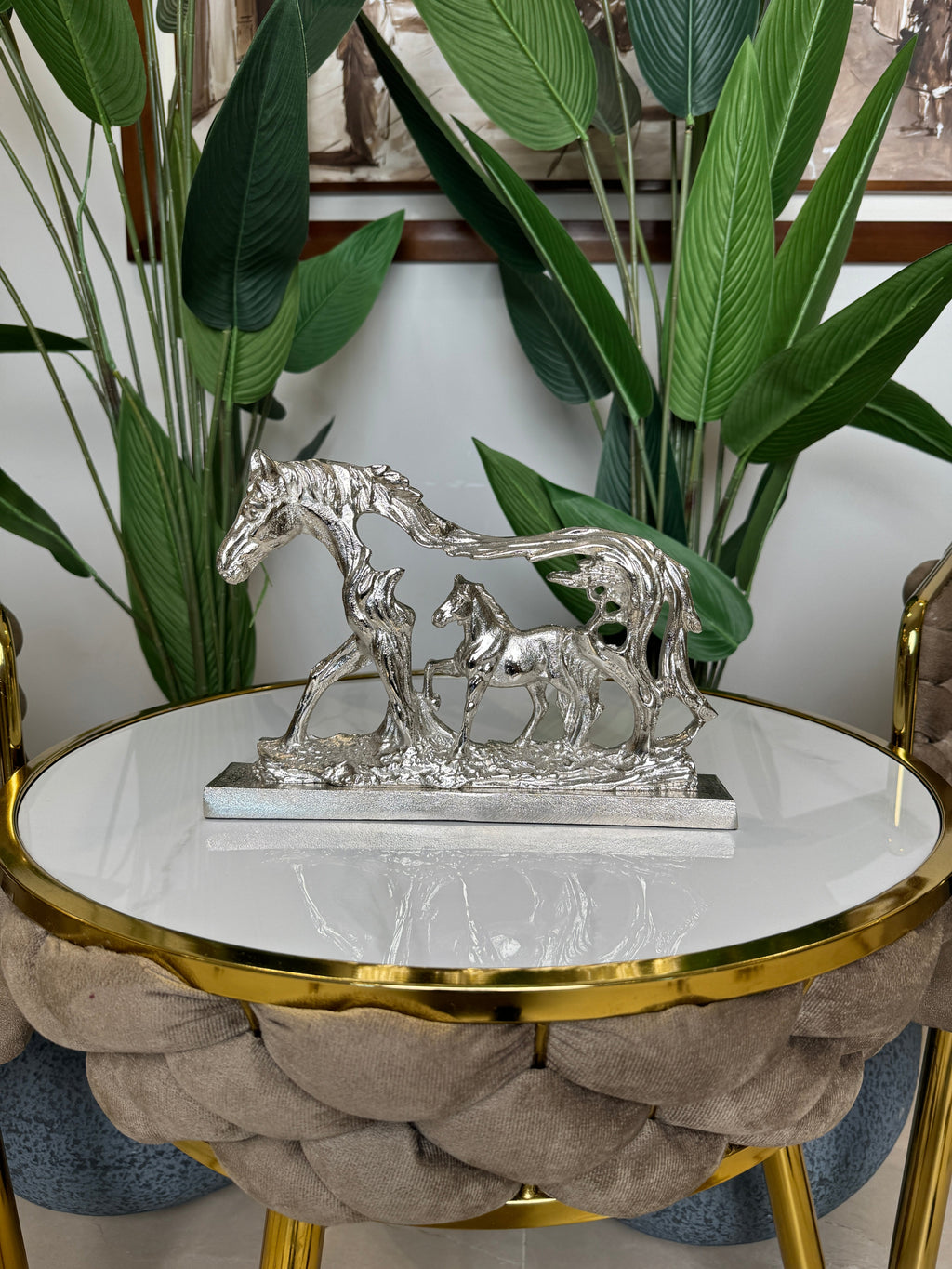 Statue de Cheval "Bonne Chance" Lamcy Plaza Silver