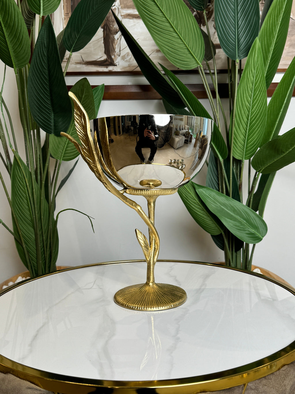 Bol Élégant Feuillage Doré en Acier Inoxydable