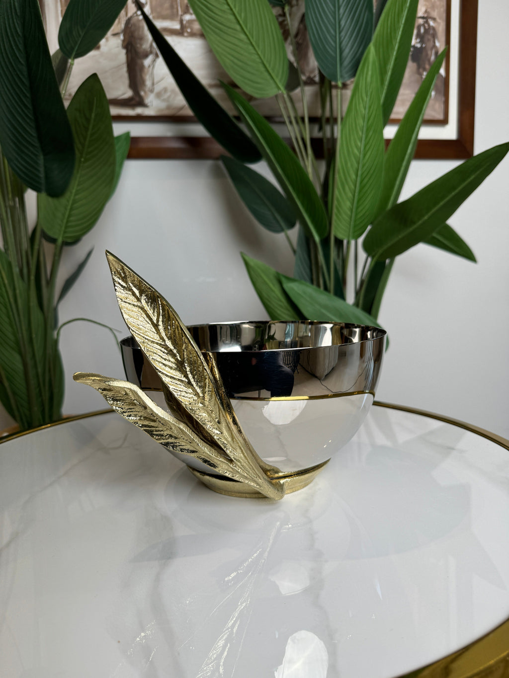 Bol Feuillage Doré en Acier Inoxydable