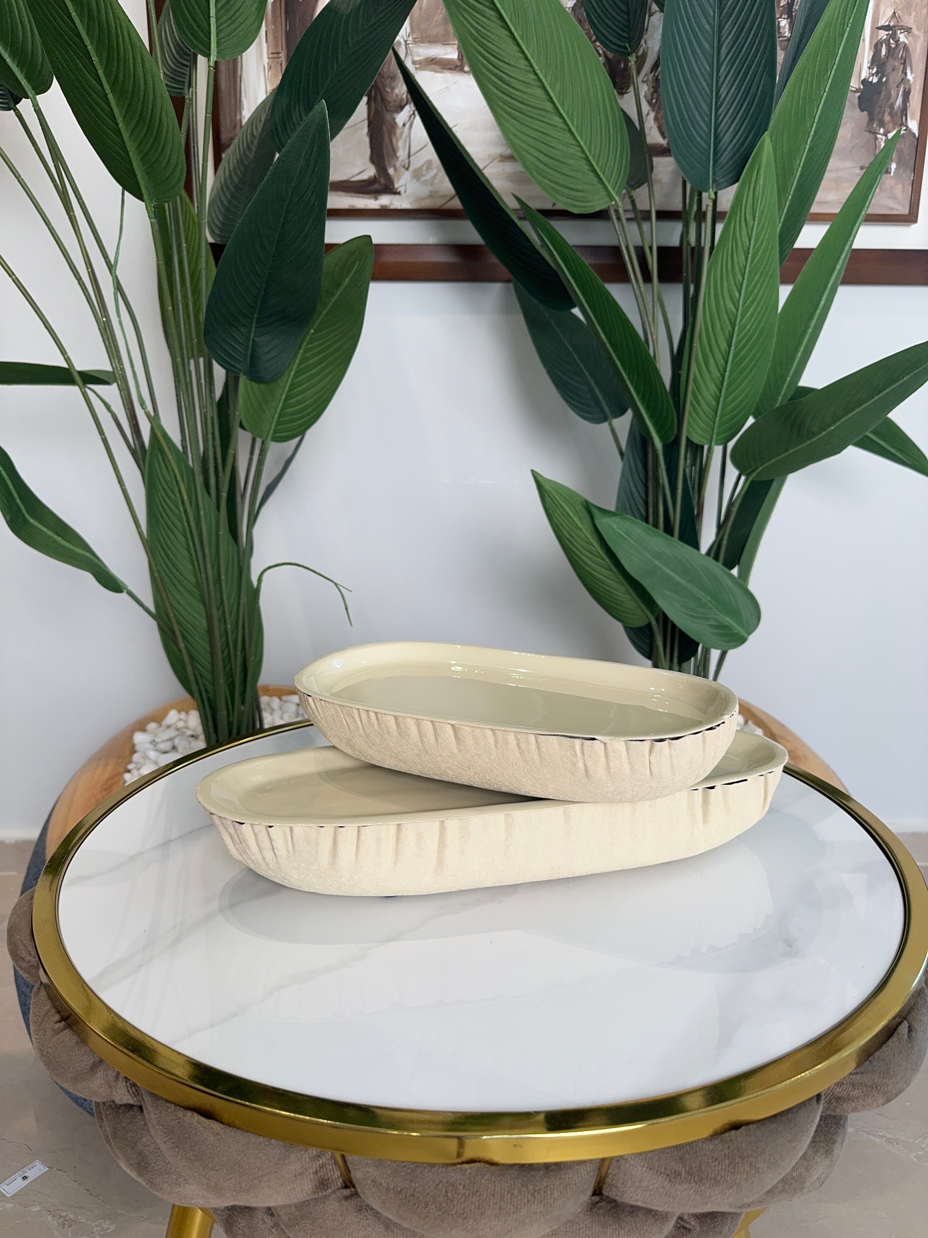 plateau décoratif bateau biege