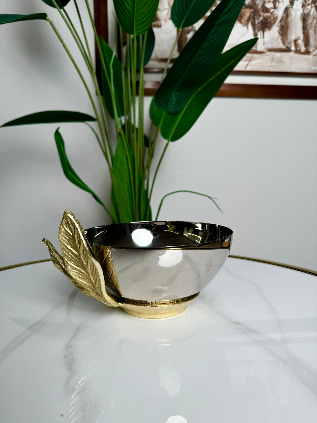 Bol Feuillage Doré en Acier Inoxydable