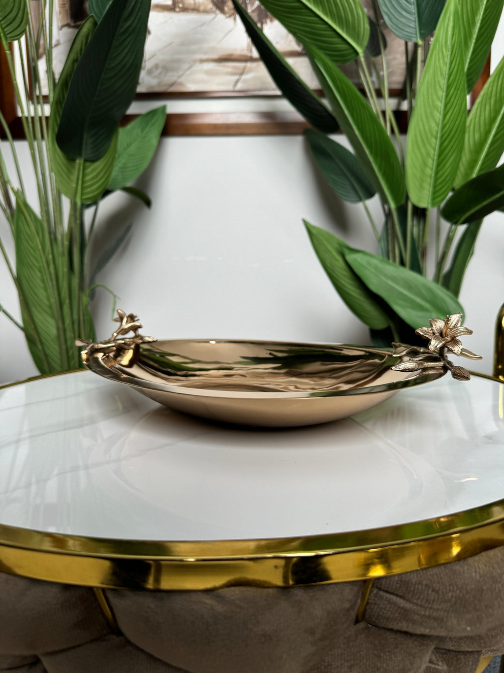 Plateau Chrome Bronze Floral ✨🌿 37 x 28cm