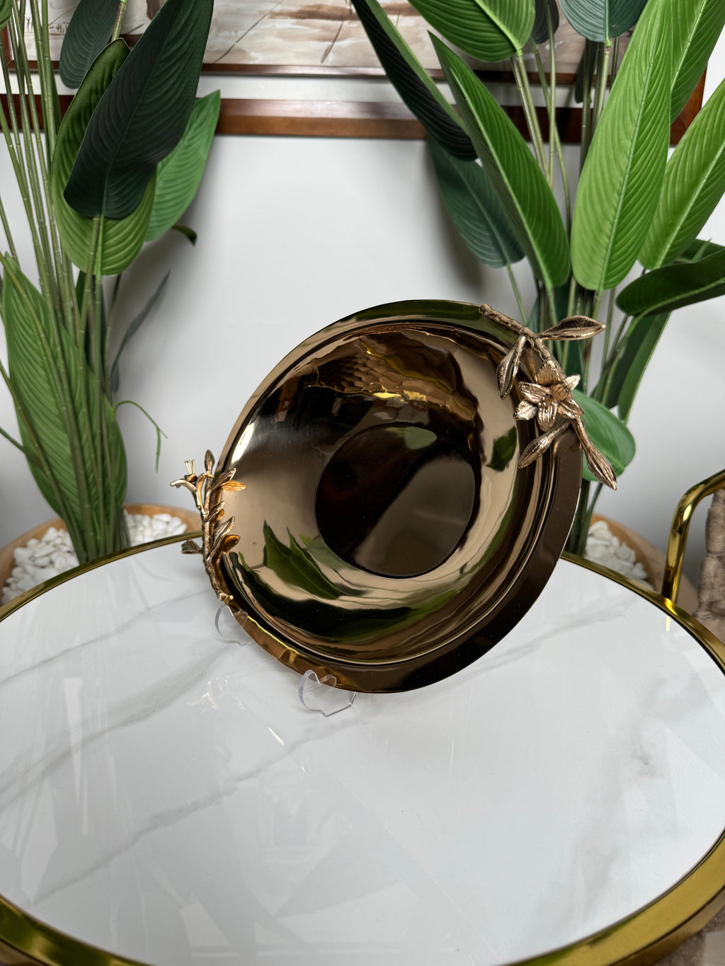 Plateau Chrome Bronze Floral ✨🌿 37 x 28cm
