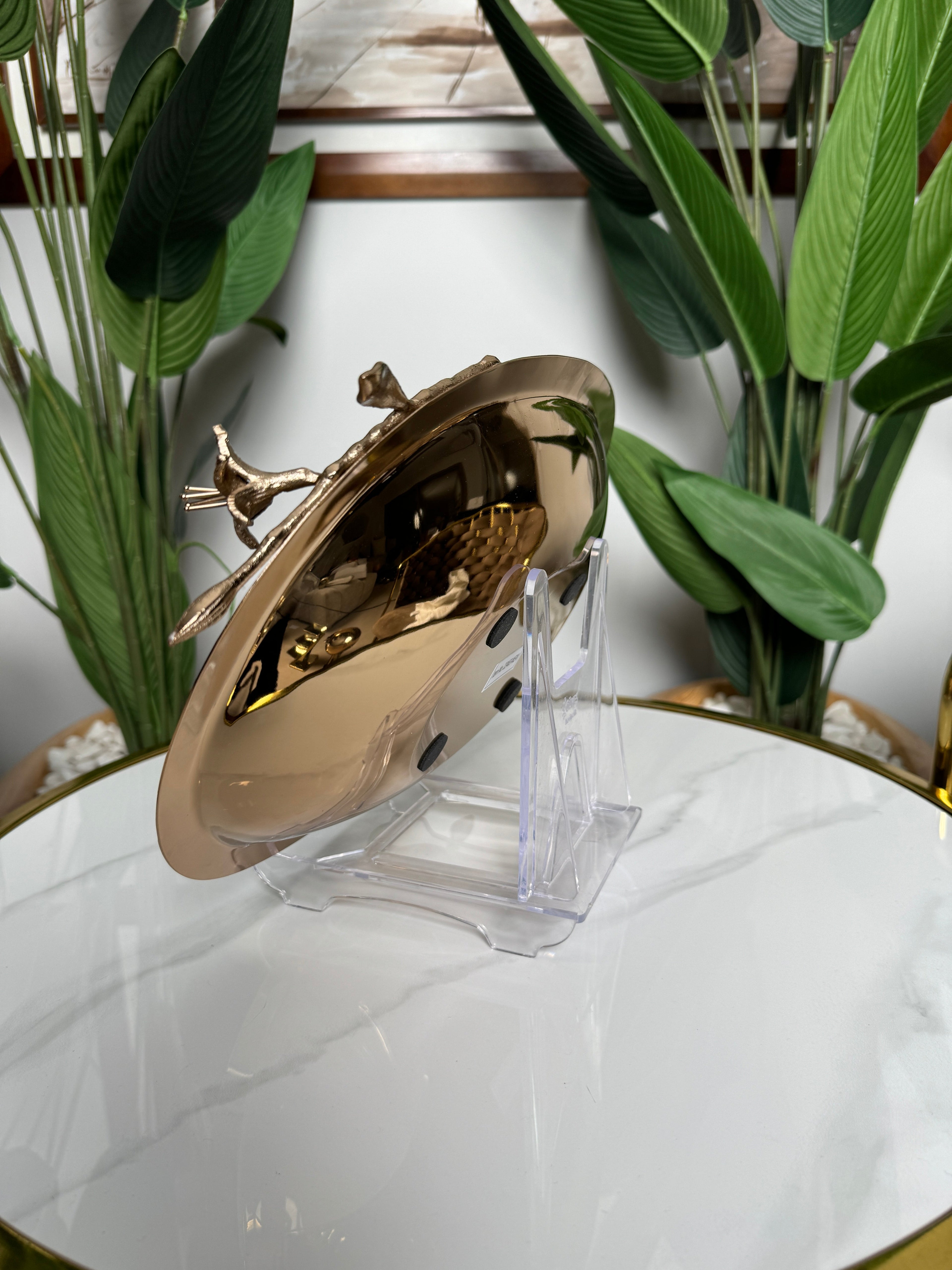 Plateau Chrome Bronze Floral ✨🌿 37 x 28cm