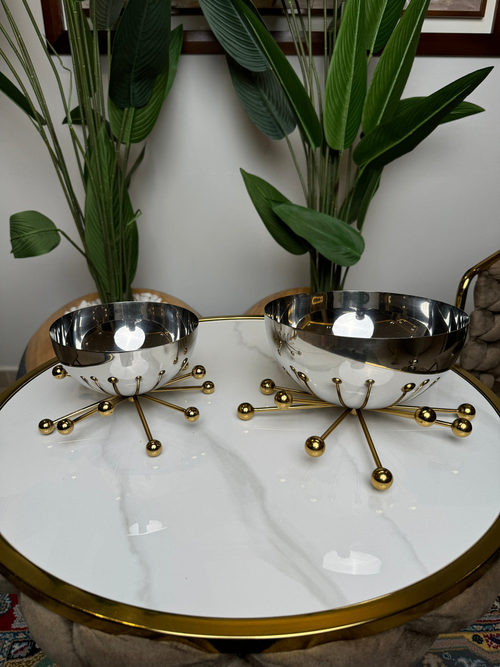 Bol argenté, base dorée