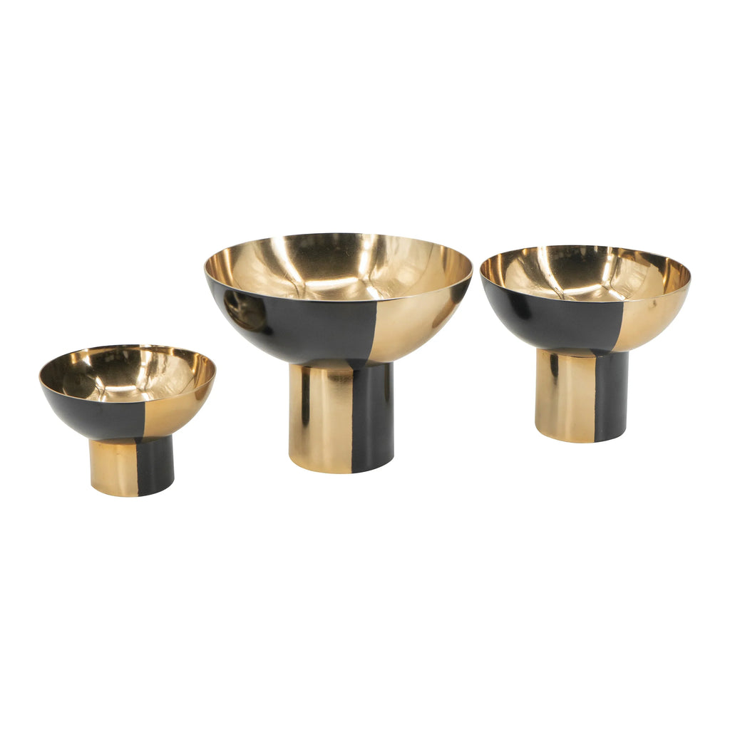 Bols ronds, finition aluminium doré et noire